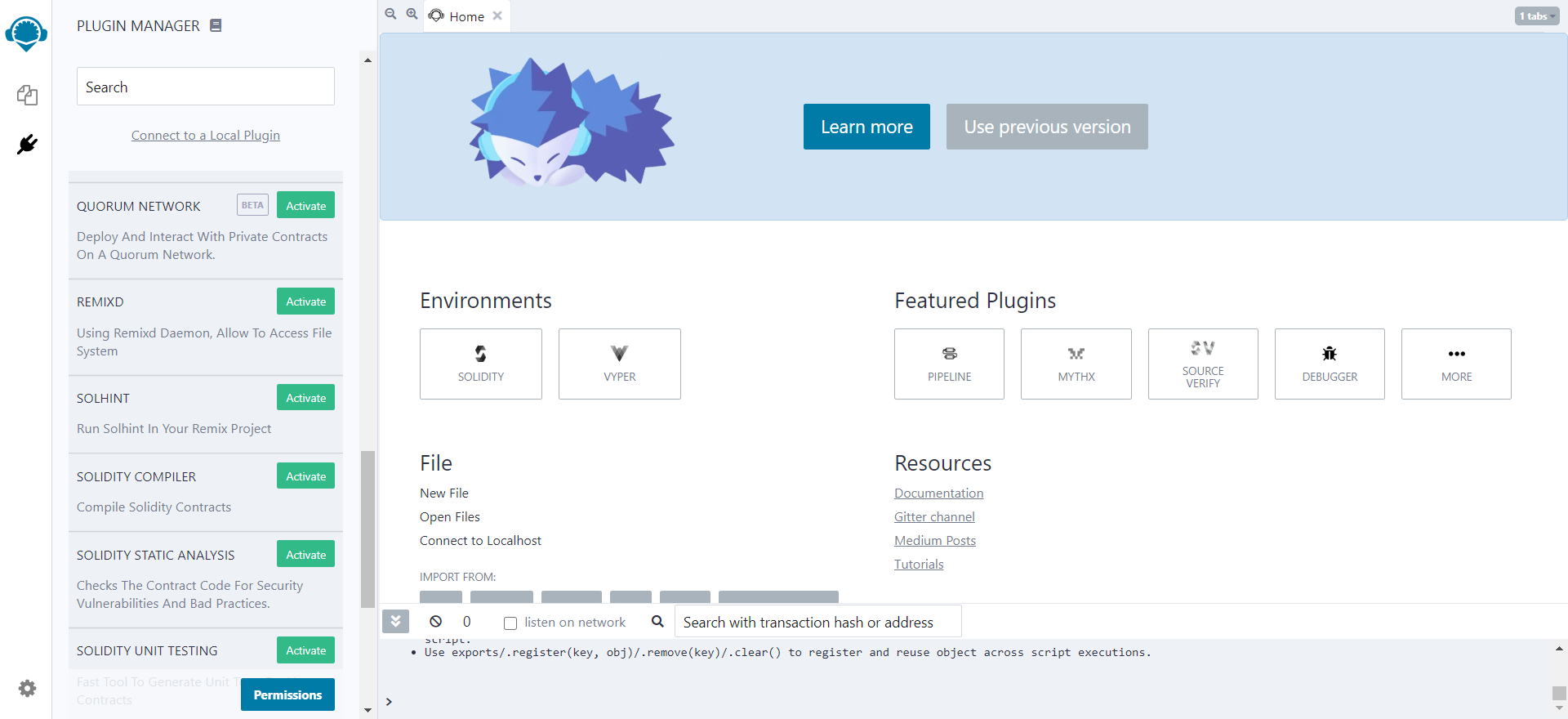 A screenshot of remix.etherium.org.