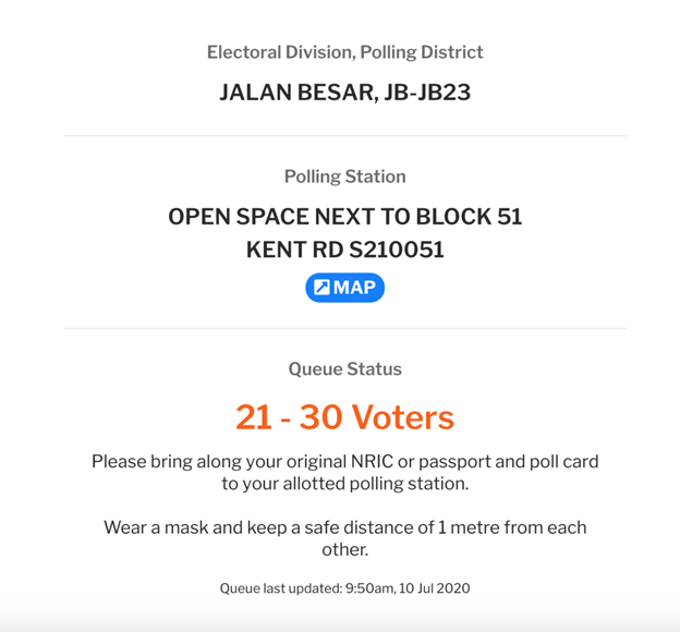 A screenshot of the queue status page on the VoteQgowhere site