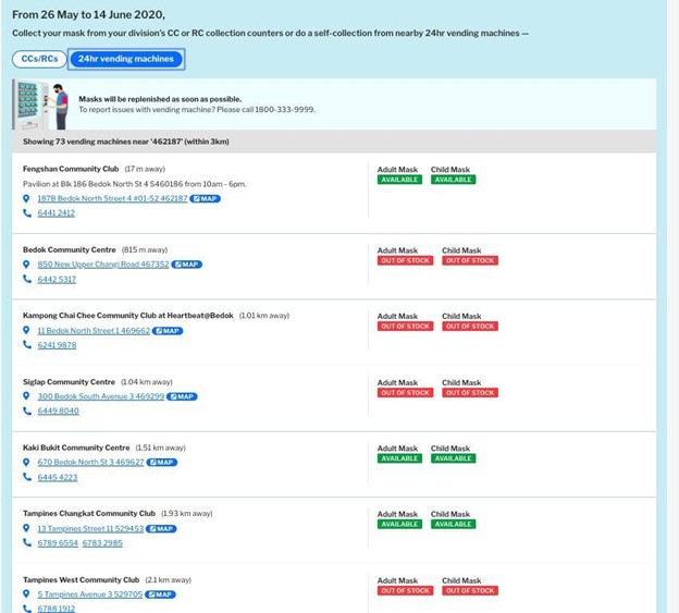 A screenshot of the Maskgowhere vending machine list