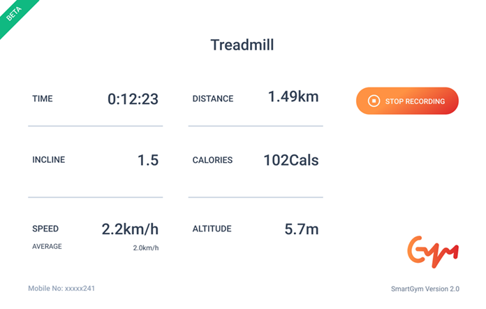 Fig 2: SmartGym Console for Treadmill